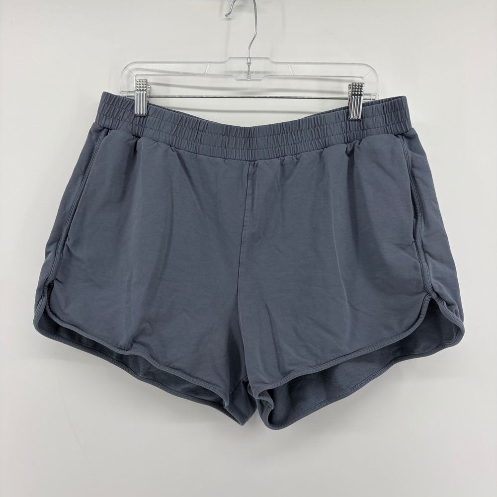 Pact Organic Cotton Dolphin Shorts Blue Gray Size XL French Terry Elastic Waist